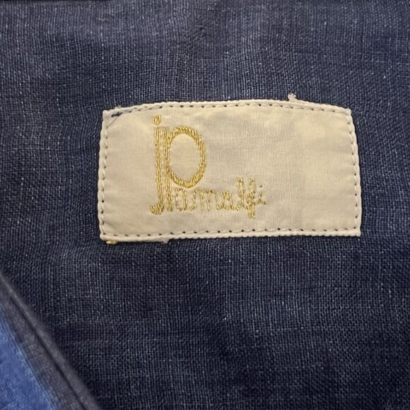 JP Amalfi Boutique Men’s 100% Linen Button Down Shirt Ink Navy Blue Made Italy - Picture 3 of 7